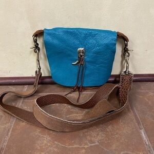 Western Turquoise Leather Hip Clip Bag